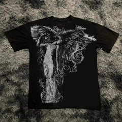 Classic Y2K Gothic Oversized T-Shirt – High Street Cotton Tee