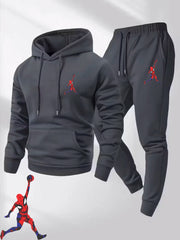 Men’s Spring/Autumn Outdoor Fitness Tracksuit – Hooded Sweatshirt & Jogger Pants Two-Piece Sportswear Set