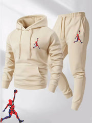 Men’s Spring/Autumn Outdoor Fitness Tracksuit – Hooded Sweatshirt & Jogger Pants Two-Piece Sportswear Set