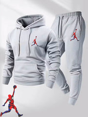 Men’s Spring/Autumn Outdoor Fitness Tracksuit – Hooded Sweatshirt & Jogger Pants Two-Piece Sportswear Set