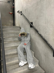 Y2K Fur Collar Zip Hoodie – Gothic Harajuku Punk Aesthetic