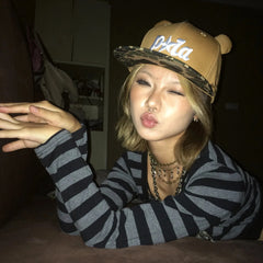 Retro Y2K Striped Long-Sleeve Crop Top