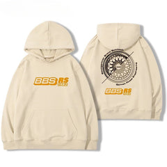 Car Modification Hoodie – BBS Rim Print Oversized Unisex