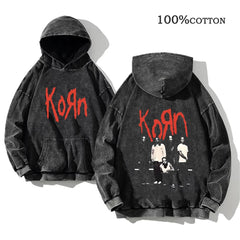 Vintage Korn Tour Hoodie – Washed Y2K Streetwear Pullover