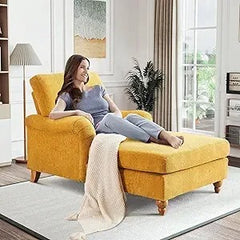 Adjustable Chaise Lounge Chair - Modern Upholstered Sleeper with Rolled Arms