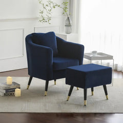 Durable foam, velvet armchair with metal legs