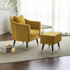 Durable foam, velvet armchair with metal legs