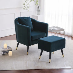 Durable foam, velvet armchair with metal legs