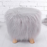 E-CL Solid Pine Round Wooden Stool with 4 Legs Living Room Sofa Stool Customizable Stool