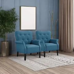 HOME Modern Armchair – Set of 2 Navy Blue Mid-Century Accent Chairs