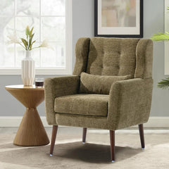 Modern Accent Chair – Chenille Fabric Upholstered Tufted Wingback Side Chair