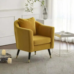 Durable foam, velvet armchair with metal legs