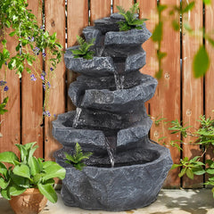5-Tier Outdoor Waterfall Fountain – 22" H