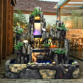 Feng Shui Mountain Fountain with Flowing Water Wheel