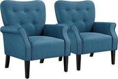 HOME Modern Armchair – Set of 2 Navy Blue Mid-Century Accent Chairs