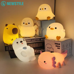 Cute Duck & Capybara Kids Night Light - Holiday Animal LED Lamp