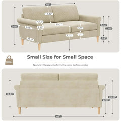 65" Beige Mid-Century Modern Loveseat - Versatile Comfort for Any Room