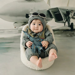 3-4 Months Baby Aviator Costume Long Sleeve Pilot Romper+Hat Photography Clothes Helicopter Decorative Accessories Photo Props