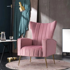 Nordic Style Living Room Armchair – Velvet Upholstered with Soft Cushion