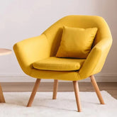 Ergonomic Nordic padded chair with thick cushion, backrest, and wooden legs.