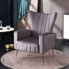 Nordic Style Living Room Armchair – Velvet Upholstered with Soft Cushion