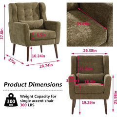 Modern Accent Chair – Chenille Fabric Upholstered Tufted Wingback Side Chair