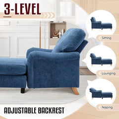 Adjustable Chaise Lounge Chair - Modern Upholstered Sleeper with Rolled Arms