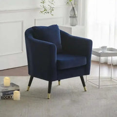 Durable foam, velvet armchair with metal legs