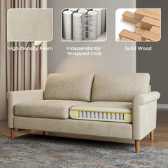 65" Beige Mid-Century Modern Loveseat - Versatile Comfort for Any Room