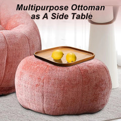 Modern Giant Bean Bag Chair, Comfy Chenille Bean Bag Couch with Ottoman for Adults, Large Lazy Sofa Accent Chair with Filler & P