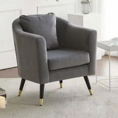 Durable foam, velvet armchair with metal legs