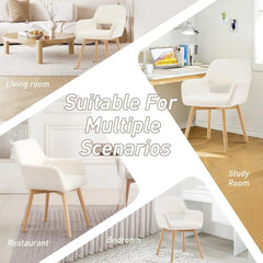 Wool White Upholstered Desk Chair – Mid Century Modern Accent Chair