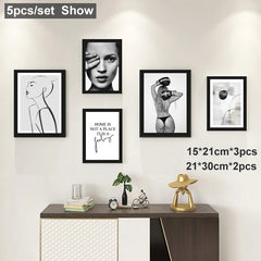 Nordic Black Wood Picture Frames - Luxury Wall Display for Family Photos & Art