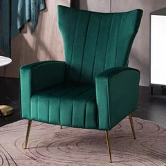 Nordic Style Living Room Armchair – Velvet Upholstered with Soft Cushion