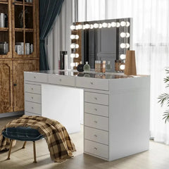 Modern Wooden Makeup Vanity Dressing Table with Sliding Mirror Drawer Storage Makeup Table Desk Unit for Bedroom Penteadeira