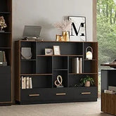 12-Cube Wooden Bookcase - Floor Standing Open Storage for Home Office & Living Room