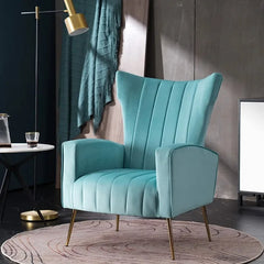 Nordic Style Living Room Armchair – Velvet Upholstered with Soft Cushion