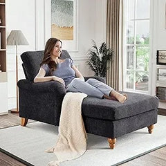 Adjustable Chaise Lounge Chair - Modern Upholstered Sleeper with Rolled Arms