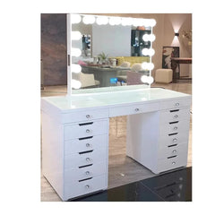 Modern Wooden Makeup Vanity Dressing Table with Sliding Mirror Drawer Storage Makeup Table Desk Unit for Bedroom Penteadeira