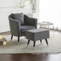 Durable foam, velvet armchair with metal legs