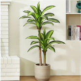 Artificial Plants, Fake Dracaena Tree in Black Plastic Pot, Faux Plants Indoor Outdoor Decor