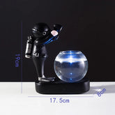 Creative Glass Vase Resin Astronaut Diver Ornaments Flower Vases Hydroponics Desktop Decor Flowers LED Light Pluggable Battery