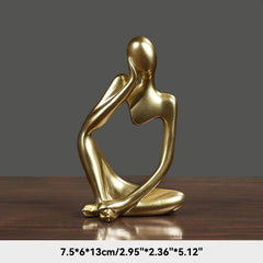 Thinker Figurine Statue Abstract Yoga Figurine Resin Handmade Crafts Sculpture Home Decor Interior Office Desktop Ornaments