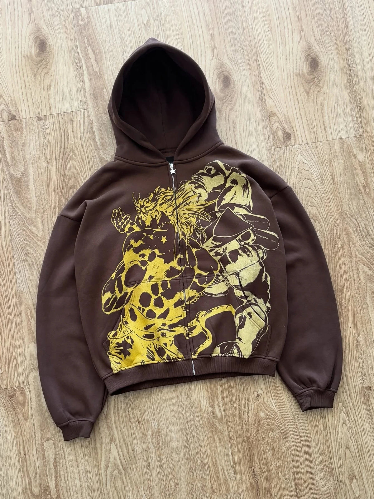 Japanese Y2K JoJo Za Warudo Zip Hoodie – Oversized Harajuku Street Style