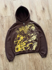 Japanese Y2K JoJo Za Warudo Zip Hoodie – Oversized Harajuku Street Style
