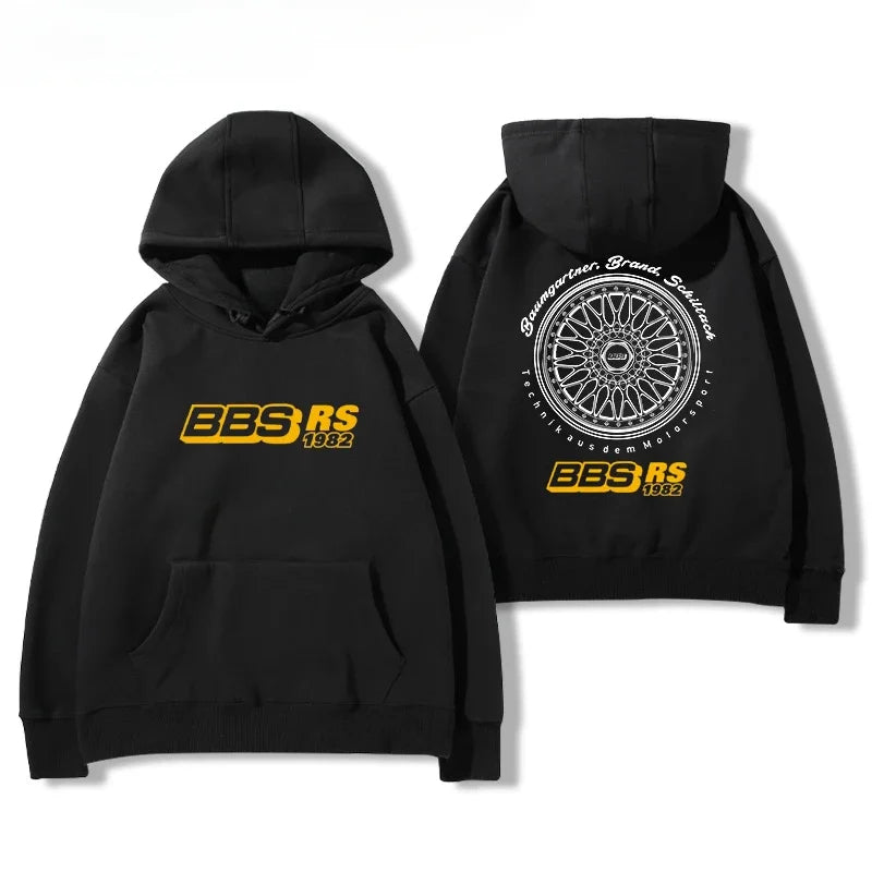 Car Modification Hoodie – BBS Rim Print Oversized Unisex