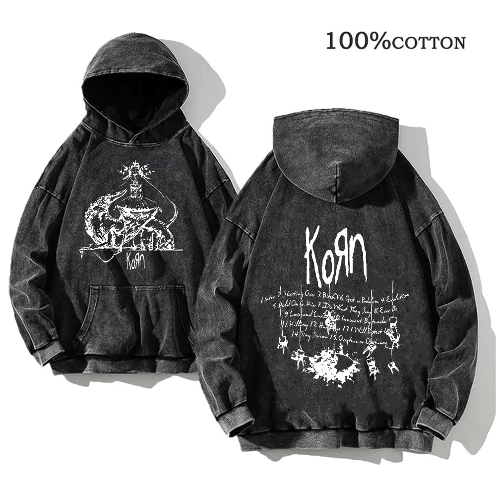 Vintage Korn Tour Hoodie – Washed Y2K Streetwear Pullover