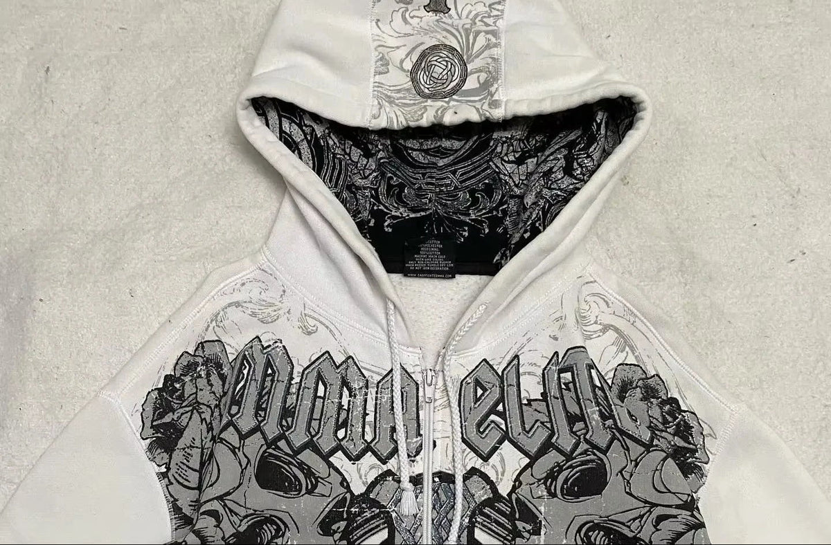 Y2K Fleece Padded Zip Hoodie – Loose Hip-Hop Casual Sweatshirt