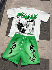 Summer Men’s Lightweight Printed Tee and Shorts Set – Comfortable Casual Wear