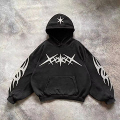 Retro Gothic Graphic Print Hip Hop Hoodie